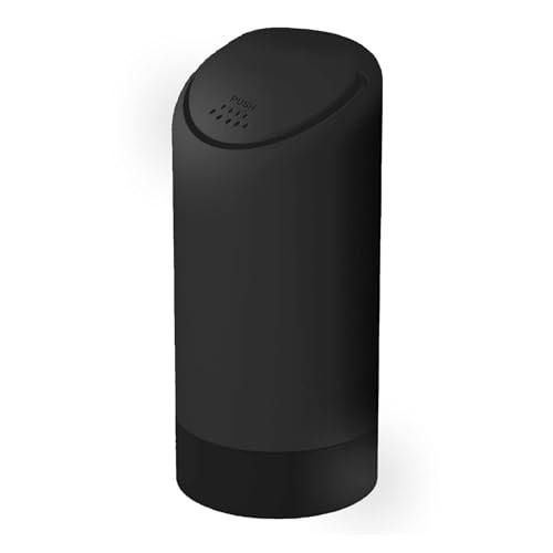 TANTRA Black Car Dustbin Small - All Cars Accessories, Car Trash Bins with Lid, Perfect Size Fits Car Cup Holder in Console Or Door - Discreet Trash Management, Plastic, Carbon Black, Swing-Lid - Image 1