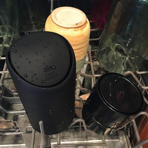 TANTRA Black Car Dustbin Small - All Cars Accessories, Car Trash Bins with Lid, Perfect Size Fits Car Cup Holder in Console Or Door - Discreet Trash Management, Plastic, Carbon Black, Swing-Lid - Image 4