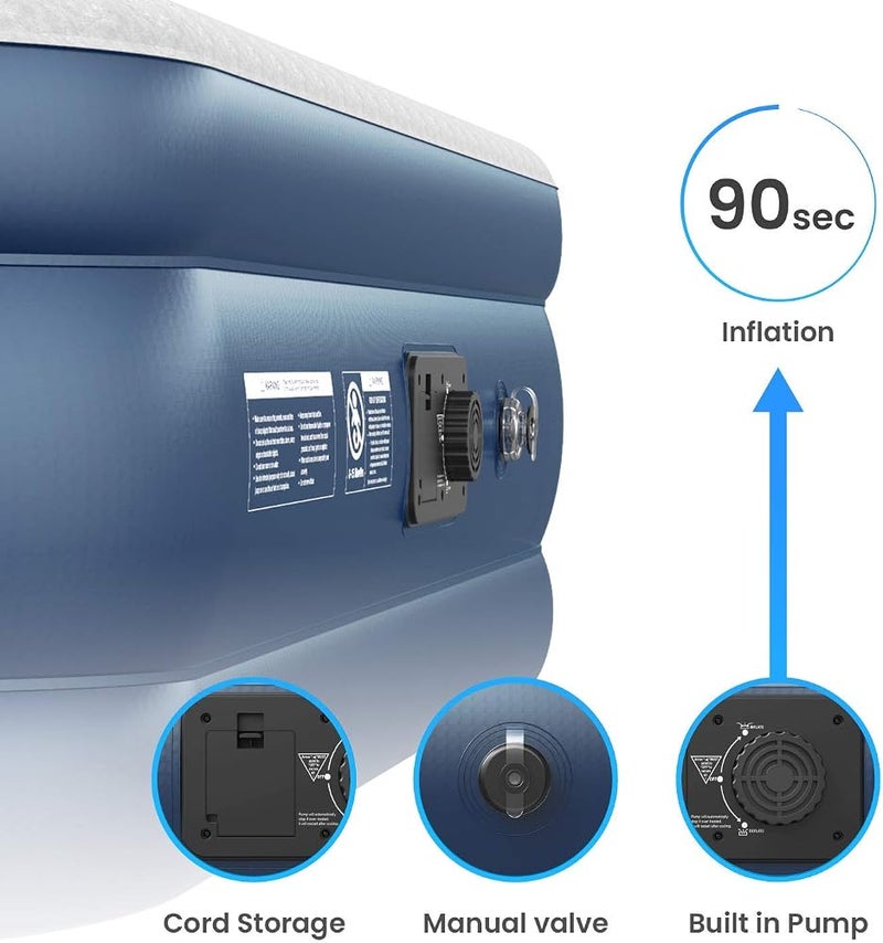 اكتيف ايرا سرير هوائي فاخر من نوع Active Era Premium Air Bed – مقاس واحد، مزود بمضخة كهربائية مدمجة ووسادة متكاملة، مناسب للاستخدام في المنزل أو أثناء السفر. - Image 5