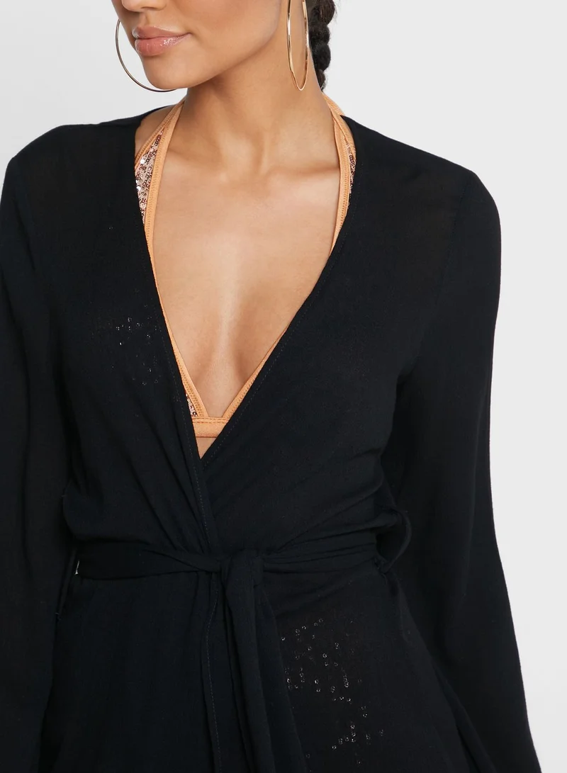 Missguided Cheesecloth Open Back Kimono