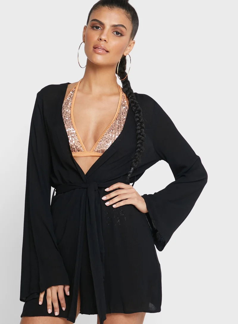 Missguided Cheesecloth Open Back Kimono