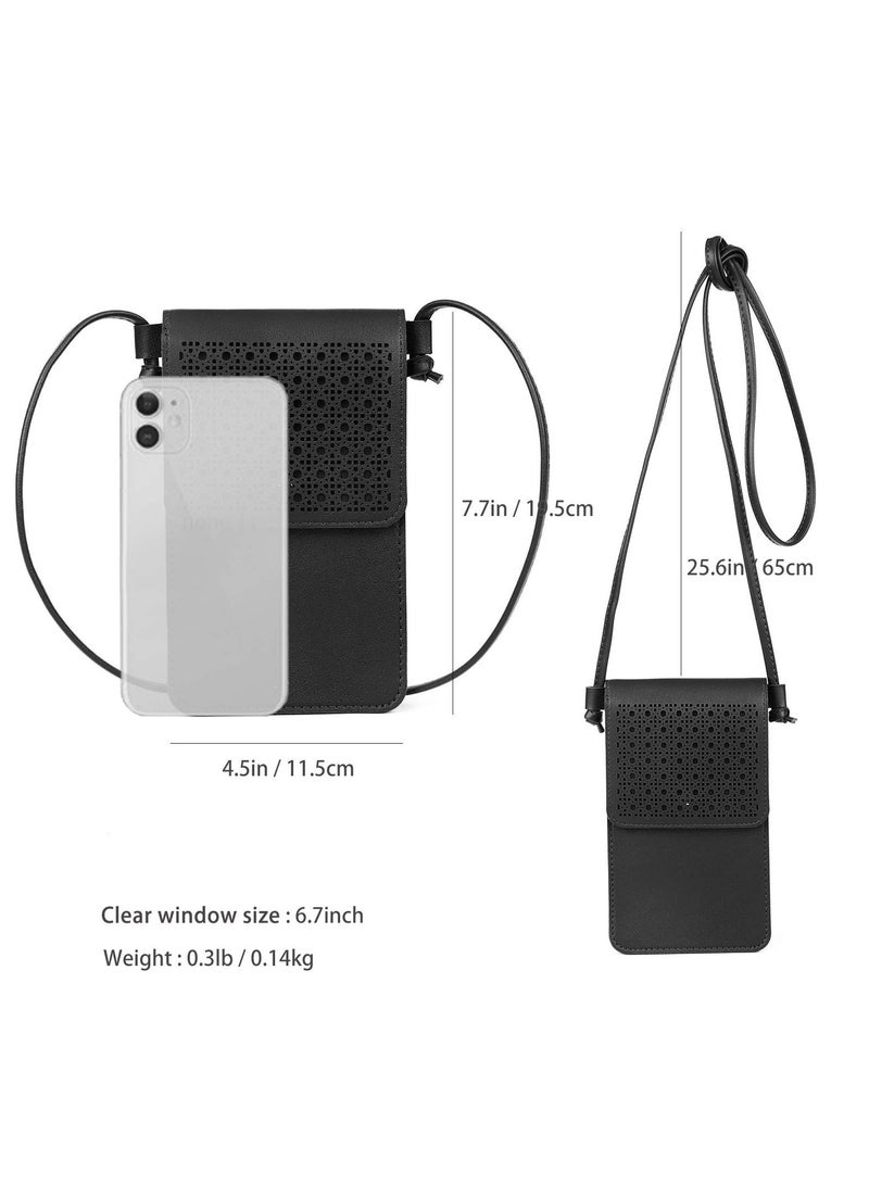 Stylish Touch Screen Crossbody Phone Purse for Women, Lightweight PU Leather Mini Bag with Adjustable Strap (7.7"X4.5")  - Image 5