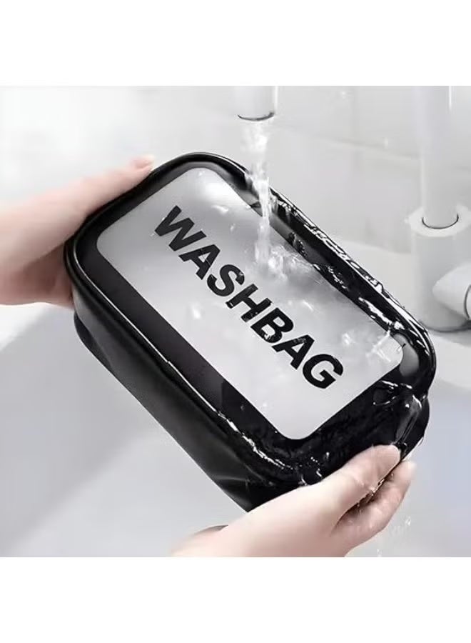 طقم حقائب مكياج شفافة 3 قطع للسفر – حقائب تجميل ضد الماء من PVC مع سحّاب | منظم مستلزمات تجميل وعناية مثالي للسفر والحقائب اليومية - Image 5