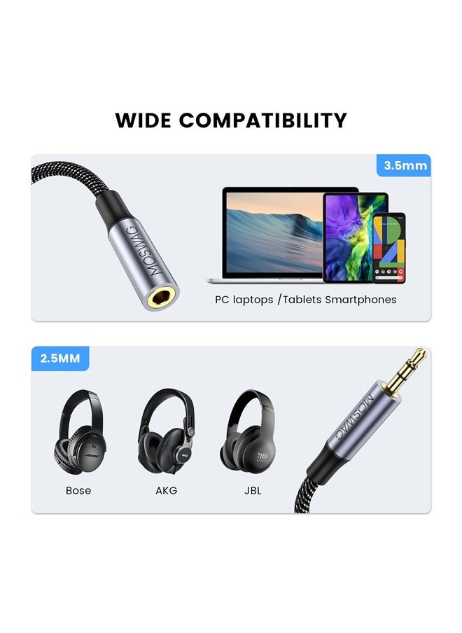 MOSWAG - 2.5mm Male to 3.5mm Female Stereo Audio Jack Adapter,2.5mm Balanced Male to 3.5mm Stereo Female Jack Plug Cable for Astell&Kern AK240 AK380 AK320 onkyo DP-X1 FIIO X5III XDP-300R iBasso DX200 - Image 1