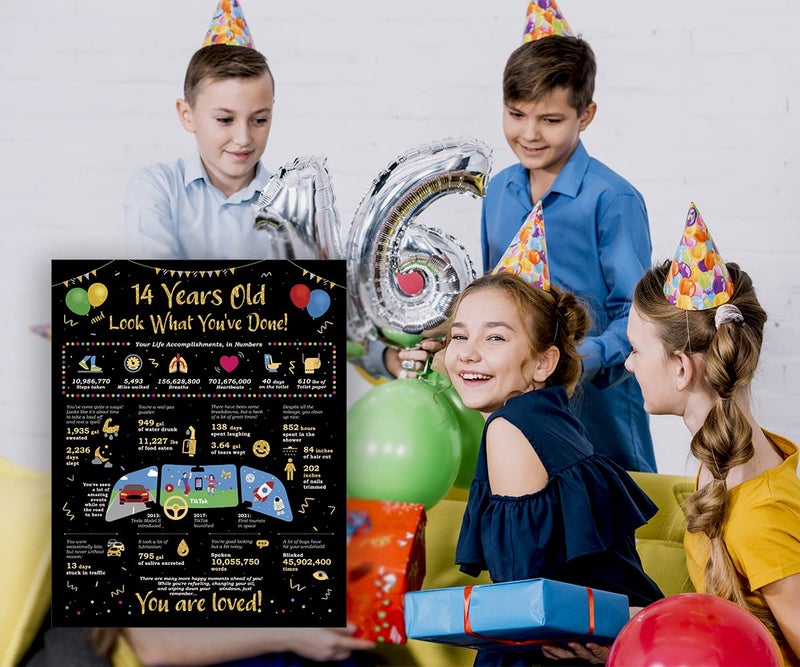 Paintio 14th Birthday Gifts - Card Birthday Life in Numbers - Birthday Gift Ideas for 14 Years Old - 14th Birthday Decorations - 14 Birthday Poster [Unframed 8x10] - Image 5