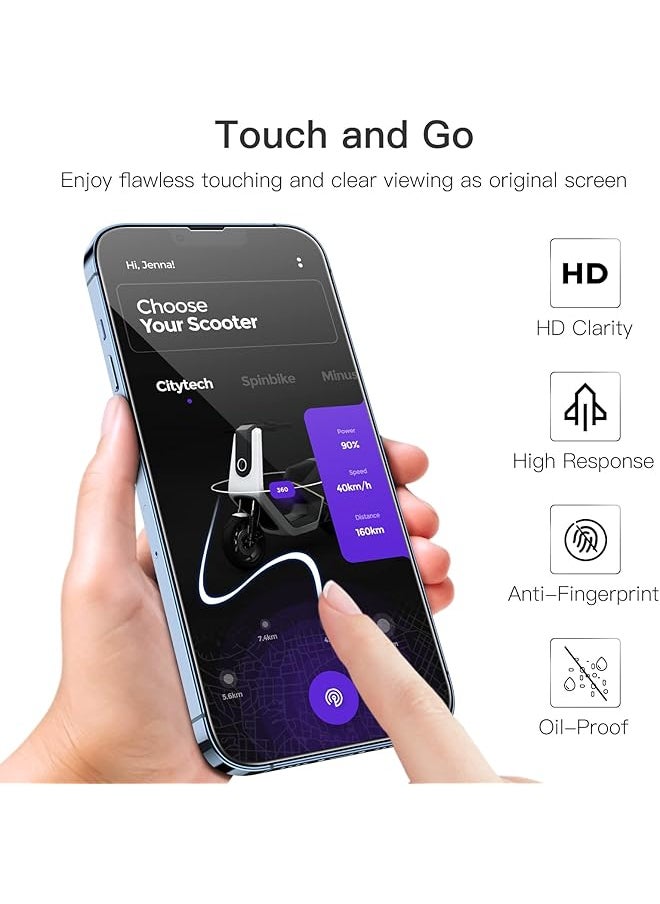 Jetech - Full Coverage Screen Protector For Iphone 13 Pro Max 6.7 Inch 9H Tempered Glass Film Case Friendly Hd Clear 3 Pack - Image 1