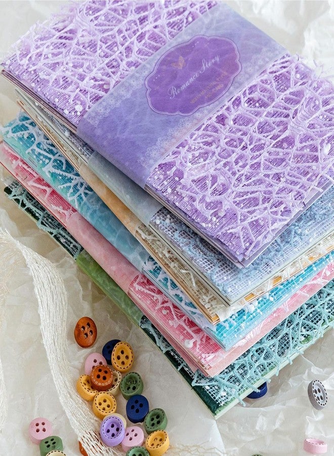 Yuilgdo 156 Sheets Textured Scrapbook Paper & Mesh Fabric Assorted Set +30 Buttons - 6 Pack Mixed Special Paper for DIY Scrapbooking Planner Bullet Junk Journal Supplies Collage Background 3.9x5.5 Inch - Image 5