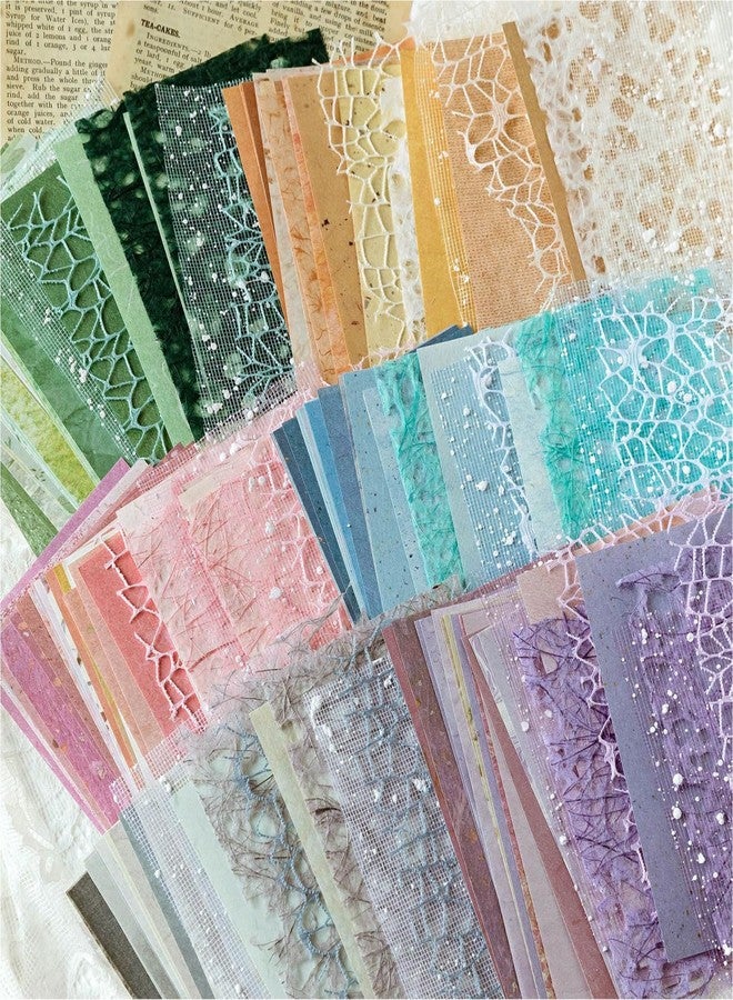 Yuilgdo 156 Sheets Textured Scrapbook Paper & Mesh Fabric Assorted Set +30 Buttons - 6 Pack Mixed Special Paper for DIY Scrapbooking Planner Bullet Junk Journal Supplies Collage Background 3.9x5.5 Inch - Image 3