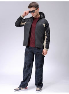The Indian Garage Co Men Black Casual Puffer Jacket Slim Fit Cut & Sew Casual Puffer Jacket  - Image 1