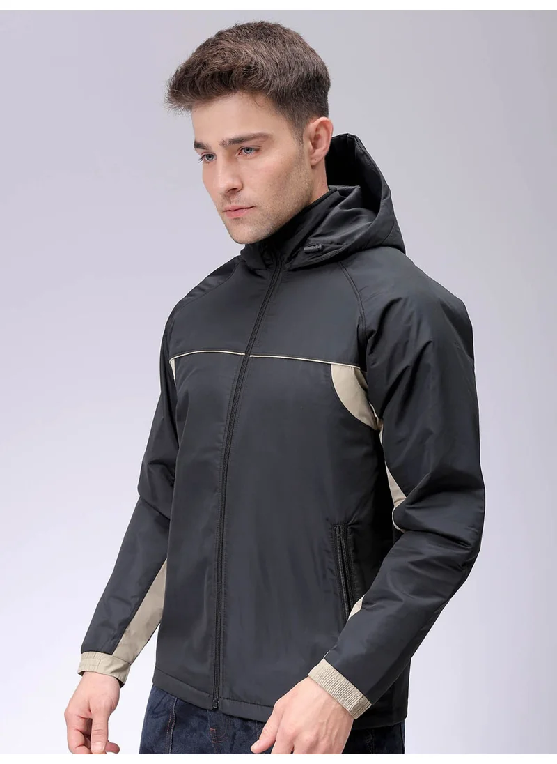 شركة المرآب الهندية Men Black Casual Puffer Jacket Slim Fit Cut & Sew Casual Puffer Jacket