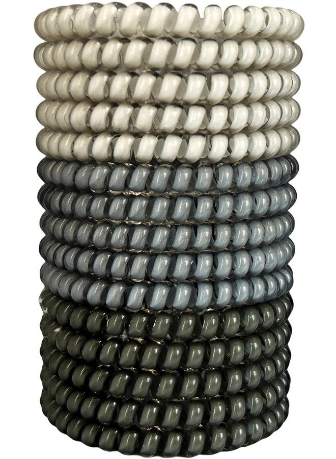 hodooly 15 Pcs Spiral Hair Ties Coil Elastics Hair Ties Gray Medium Spiral Hair Tiesno Crease Hair Coils Telephone Cord Plastic Hair Ties - Image 1