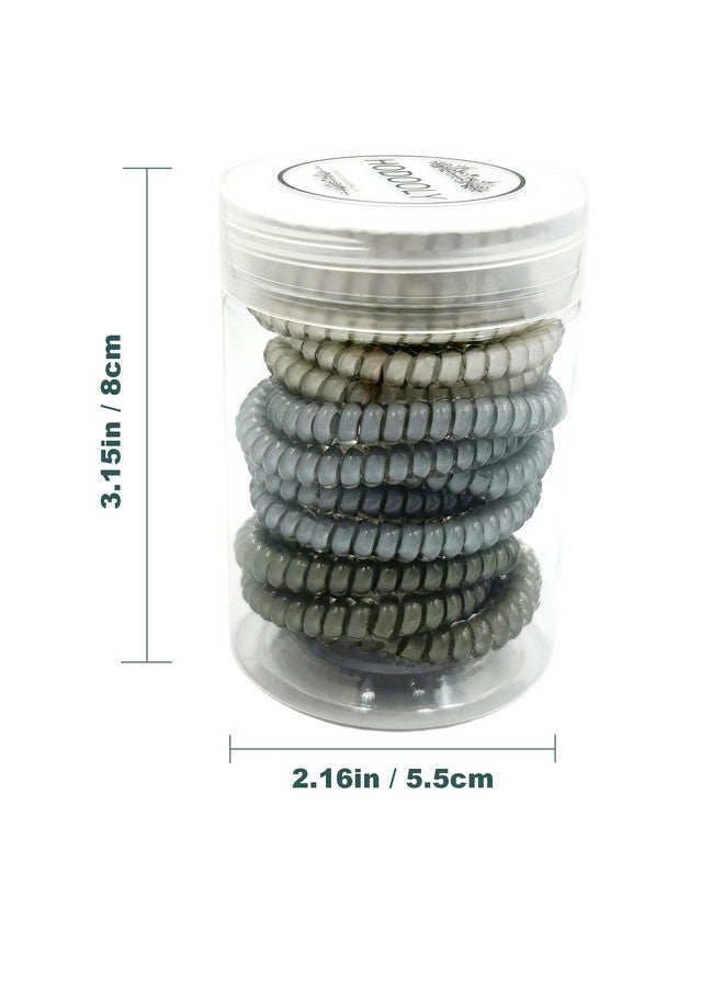 hodooly 15 Pcs Spiral Hair Ties Coil Elastics Hair Ties Gray Medium Spiral Hair Tiesno Crease Hair Coils Telephone Cord Plastic Hair Ties - Image 3