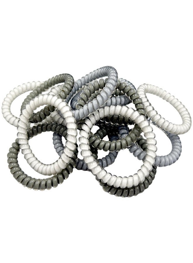 hodooly 15 Pcs Spiral Hair Ties Coil Elastics Hair Ties Gray Medium Spiral Hair Tiesno Crease Hair Coils Telephone Cord Plastic Hair Ties - Image 5