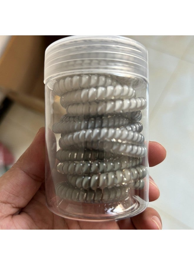 hodooly 15 Pcs Spiral Hair Ties Coil Elastics Hair Ties Gray Medium Spiral Hair Tiesno Crease Hair Coils Telephone Cord Plastic Hair Ties - Image 2