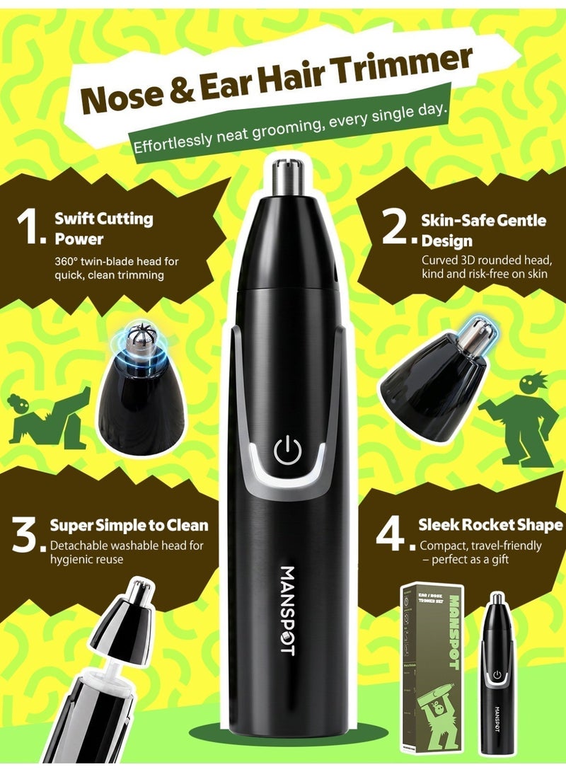 MANSPOT 2-in-1 Electric Nose & Ear Hair Trimmer, USB Rechargeable Painless Hair Remover for Men Women - Professional Facial & Eyebrow Trimmer - Image 3