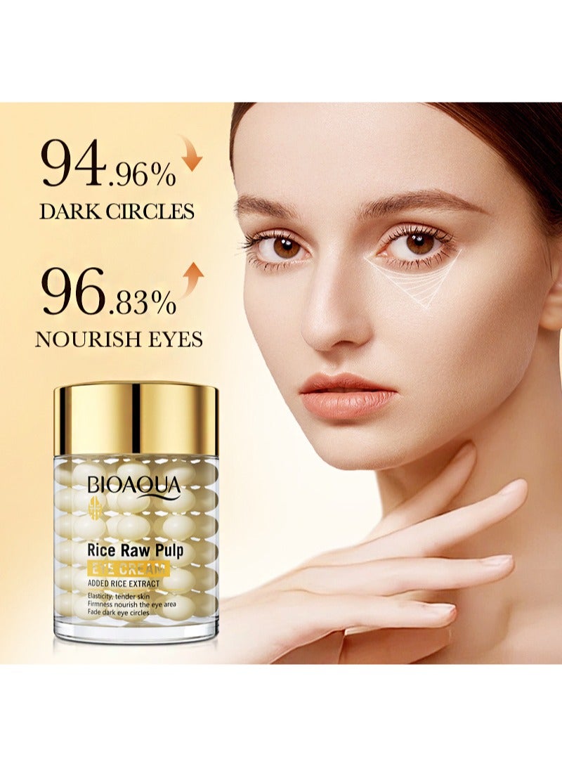 BIOAOUA Rice Raw Pulp Eye Cream，Silky And Refreshing Flawless Eye Cream, Pearl Moisturizing And Oil Control, Lightens Dark Circles And Eliminates Eye Puffiness (60g) - Image 3