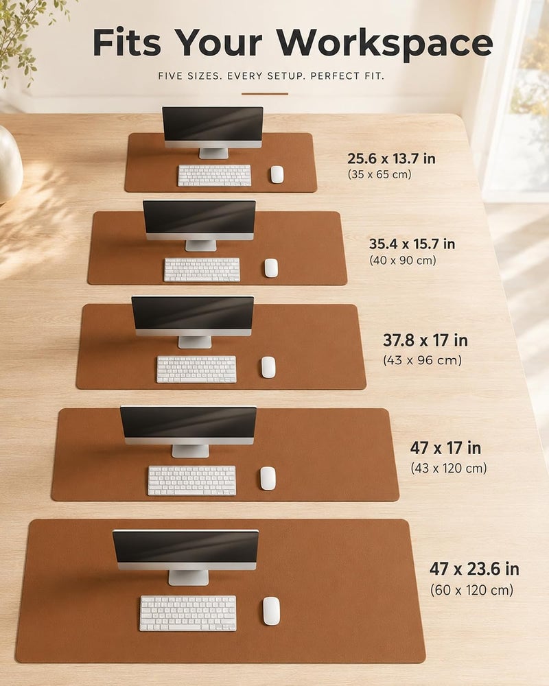 Aothia Double-Sided Desk Pad, Leather Desk Mat, Eco Cork Desk Pad Protector, Large Mouse Pad, Waterproof Desk Blotter Protector for Office/Home (25.6"x13.7", Brown) - Image 4