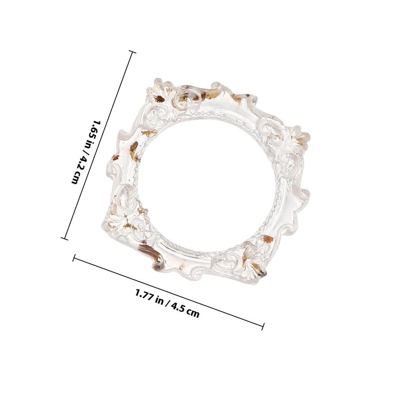 4Pcs Mini Round Photo Frames With Gold Foil Design Resin Vintage Wall And Tabletop Decor - Image 3