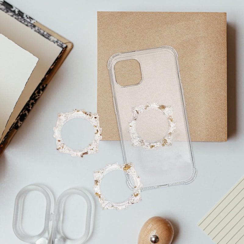 4Pcs Mini Round Photo Frames With Gold Foil Design Resin Vintage Wall And Tabletop Decor - Image 5