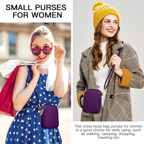 ketmart Womens Small Crossbody Cell Phone Bag , Mini Over Shoulder Handbag Purse With Crossbody Cell Phone Purse Holder Wallet(Color_Purpal), Purple - Image 4