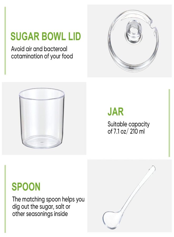 LemonRoad Set of 3 Clear Acrylic Sugar Bowl with Lid and Spoon for Coffee Bar Accessories, 7oz Tea Sugar Coffee Containers Salt Canister Spice Jars, Kitchen Seasoning Box Condiment Pots with Labels - Image 3