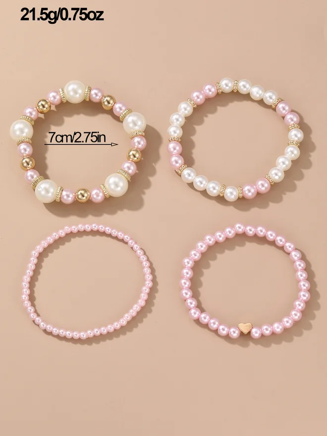 Take Two Take Two Set of 4 - Embellished Faux Pearl Bracelet