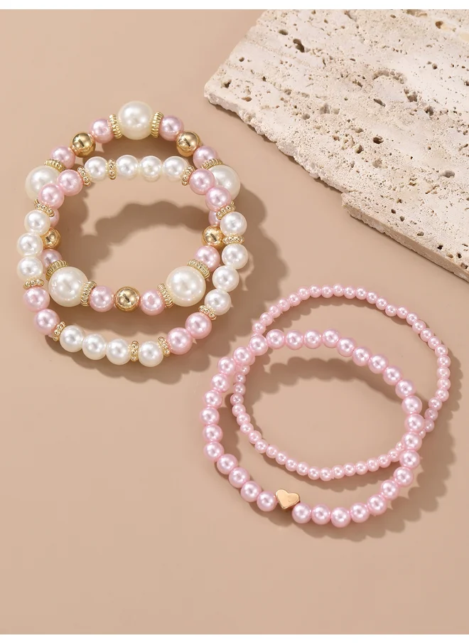تايك تو Take Two Set of 4 - Embellished Faux Pearl Bracelet