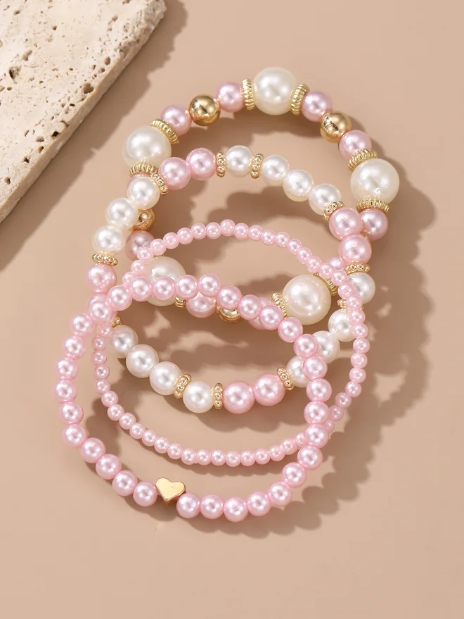 Take Two Take Two Set of 4 - Embellished Faux Pearl Bracelet