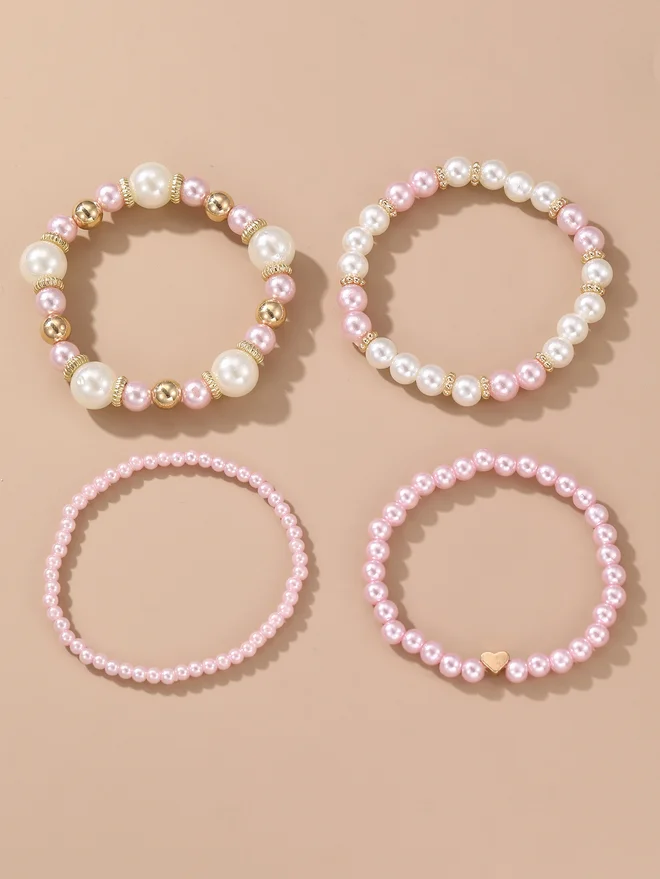 Take Two Take Two Set of 4 - Embellished Faux Pearl Bracelet