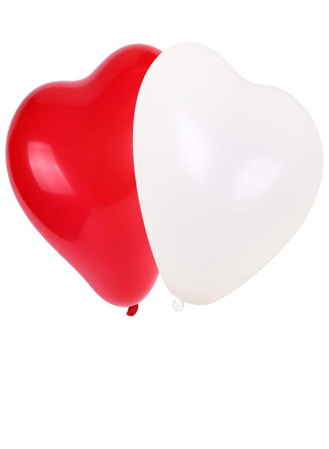 Hk Balloons Latex Heart Shaped Wedding Anniversary Balloon (Red, White) - Pack Of 50 - Image 2