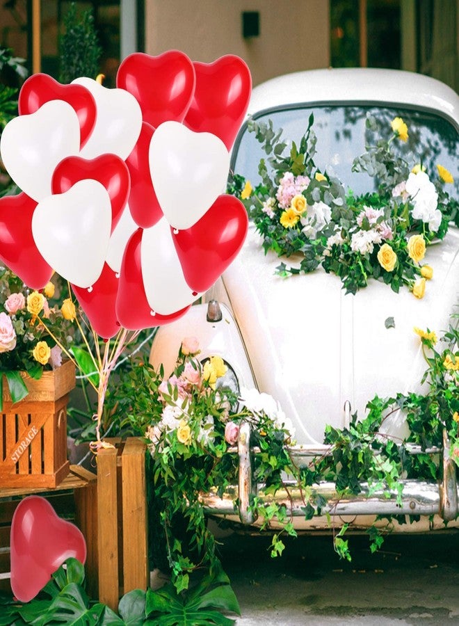 Hk Balloons Latex Heart Shaped Wedding Anniversary Balloon (Red, White) - Pack Of 50 - Image 4