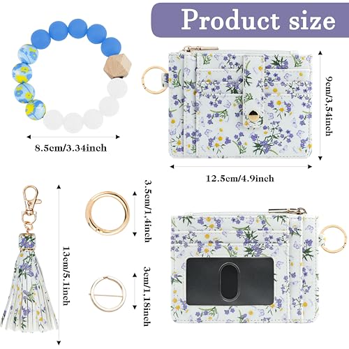 KNGITRYI Wallet Keychain Wristlet for Women,Slim RFID Credit Card Holder Purse Tassel Keychain Bangle Key Ring for Men Women (butterfly) - Image 2