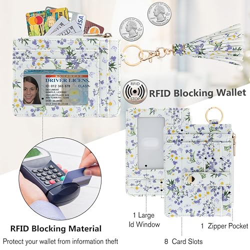 KNGITRYI Wallet Keychain Wristlet for Women,Slim RFID Credit Card Holder Purse Tassel Keychain Bangle Key Ring for Men Women (butterfly) - Image 3