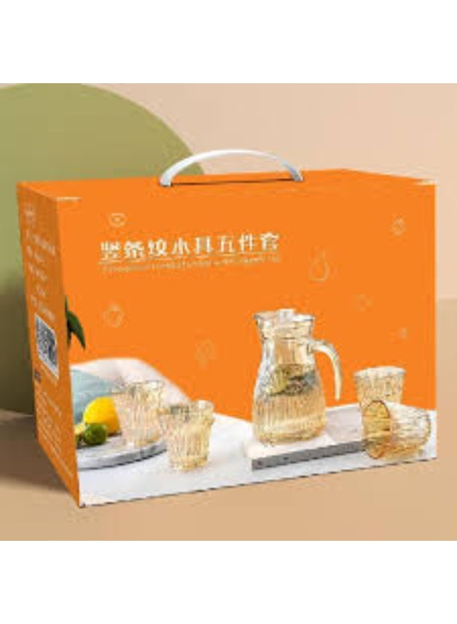 Juice and beverage set (pitcher 1200 ml, cup 220 ml, transparent honey color) - Image 3