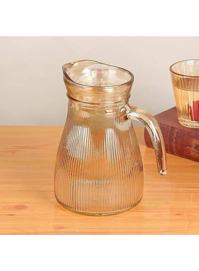 Juice and beverage set (pitcher 1200 ml, cup 220 ml, transparent honey color) - Image 4