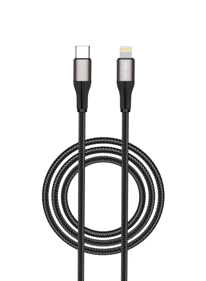 TELUX BOLTX USB-C to Lightning Charging Cable 3m, 27W PD Fast Charging, Wear-Resistant Nylon Braid, Broad Compatibility, 10000+ Bend Lifespan, 480Mbps Data Transfer, Black - Image 1