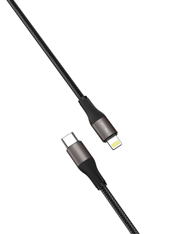 TELUX BOLTX USB-C to Lightning Charging Cable 3m, 27W PD Fast Charging, Wear-Resistant Nylon Braid, Broad Compatibility, 10000+ Bend Lifespan, 480Mbps Data Transfer, Black - Image 2