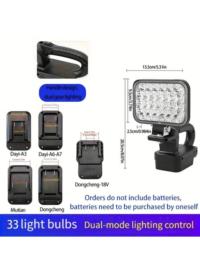 Dongcheng 18V 4 Inch Handheld LED Work Light 33 Lamp Beads Adjustable Bright - Image 1