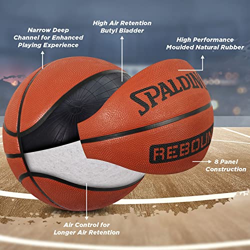 Spalding 8 Panel Rebound Rubber Moulded Indoor/Outdoor Basketball With Butyl Bladder, Brick, Size: 7 (Suitable for Practice/Match/Training) + Free Air Needle, Brown (Brick) - Image 2