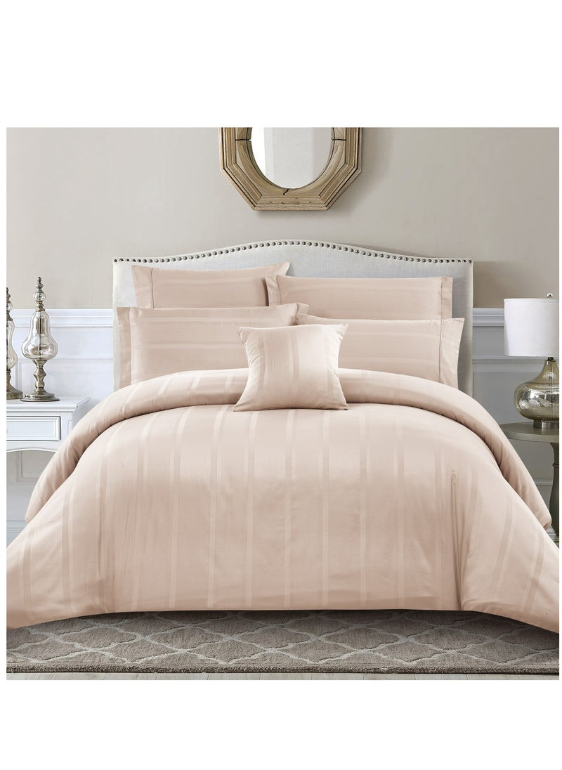 Donetella Cotton Duvet Set 7-Pcs King Size All Season Hotel Style Bedding Set With Zipper Closure Bed Quilt Cover and Corner Ties (Without Filler),French Oak  - Image 1