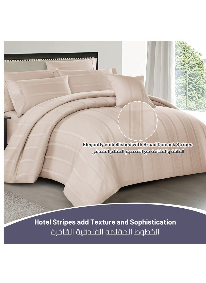 Donetella Cotton Duvet Set 7-Pcs King Size All Season Hotel Style Bedding Set With Zipper Closure Bed Quilt Cover and Corner Ties (Without Filler),French Oak  - Image 2