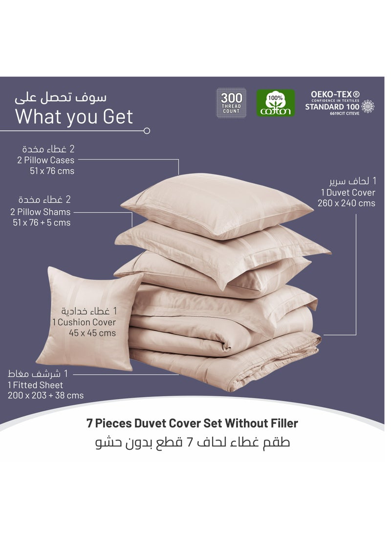 Donetella Cotton Duvet Set 7-Pcs King Size All Season Hotel Style Bedding Set With Zipper Closure Bed Quilt Cover and Corner Ties (Without Filler),French Oak  - Image 3