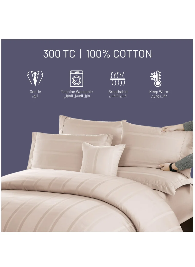 Donetella Cotton Duvet Set 7-Pcs King Size All Season Hotel Style Bedding Set With Zipper Closure Bed Quilt Cover and Corner Ties (Without Filler),French Oak