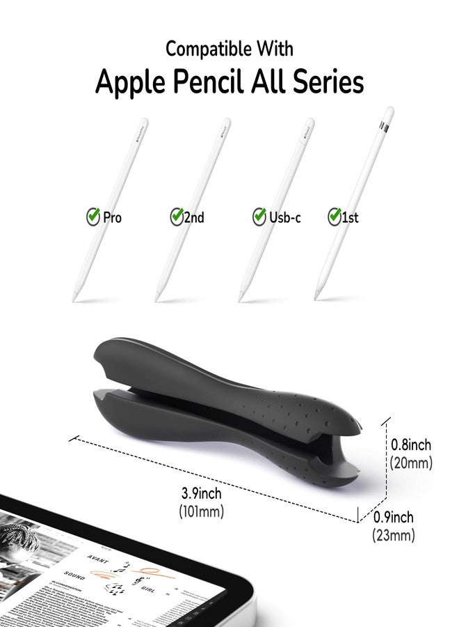 ELETIUO Grip Compatible with Apple Pencil Pro,1st/2nd Generation,USB-C Model,Protective Silicone Sleeve Cover with Anti-Slip Texture,Ergonomic Dual-Head Design,Magnetic Charging and Double Tap,Black - Image 4