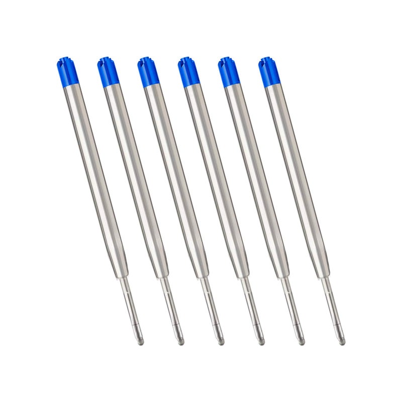 ChaoQ Blue Ink Refills (6pcs), Replaceable Ballpoint Pens Refills, 1mm Medium Tip - Blue - Image 1