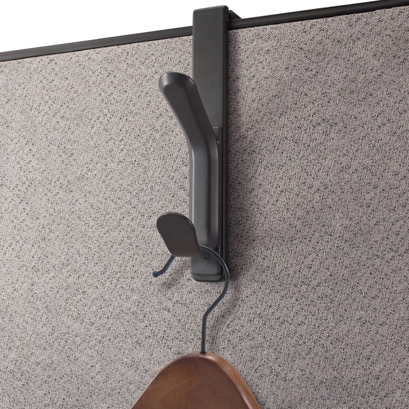 Officemate Double Coat Hooks for Cubicle Panels, Adjustable, Comes in 2 Pack (22009) Black - Image 2