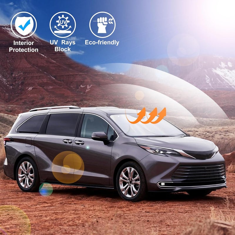 إل إتش إف لايف واقي شمس الزجاج الأمامي مناسب لسيارة Toyota Sienna ميني فان موديلات 2021 2022 2023 2024 2025 2026، ملحقات واقي شمس النافذة الأمامية، الحفاظ على برودة سيارتك - Image 5