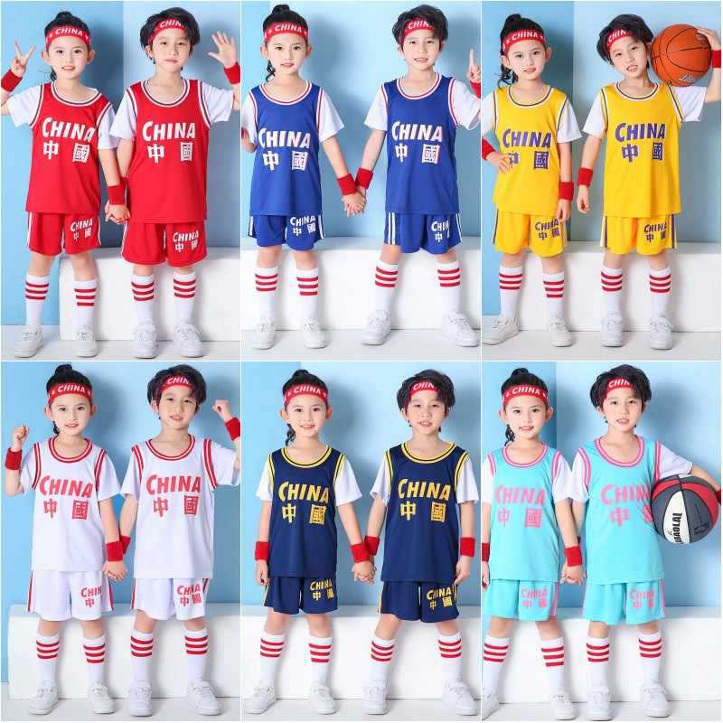 Children'S Basketball Suit Suit Fake Two-Piece Short-Sleeved Jersey For Boys And Girls Kindergarten Performance Suit Student Printing Training Suit - Image 3