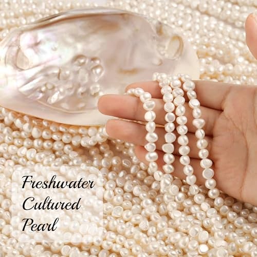 PEARLADA 6-6.5mm White Freshwater Pearl Choker Necklace, Boho Baroque Pearl Beaded Necklace, Beach Jewelry for Women - Image 4
