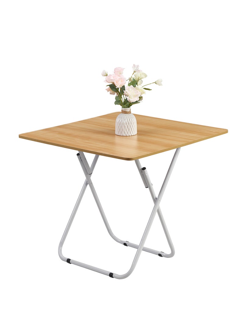 LAWAZIM Square Foldable Table - 70x70x81.5CM Brown - Compact, Portable, Sturdy, and Easy-to-clean Table with Iron Frame and Modern Design - Ideal for Small Spaces, Living Rooms, and Outdoor Use  - Image 1